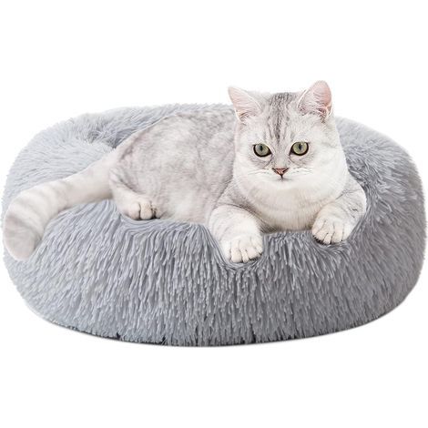 GENERIC-Panier Rond pour Chien et Chat en Peluche, Panier Rond Chien Coussin, Chat Panier Donut, Lit Chaud Nid Pillow Confortable pour Dormir en Hive (40cm, Gris) (1/5)