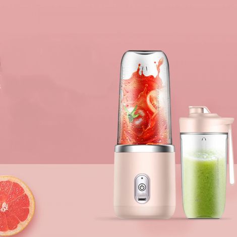 Extracteur de jus portable, gobelet à jus de fruits, petit extracteur de jus électrique automatique, mixeur à smoothies, broyeur à glace, robot culinaire (avec deux gobelets)