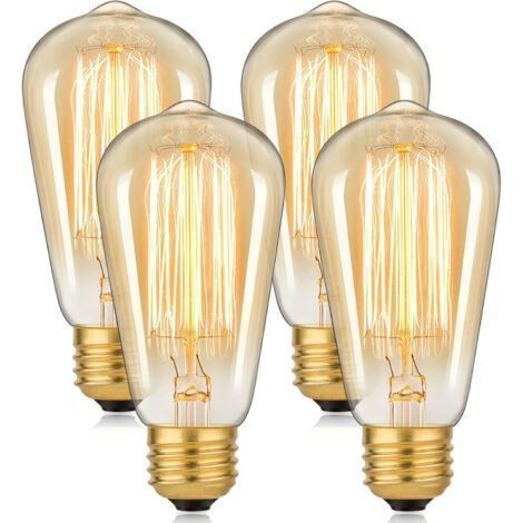 BUNTHAUS PA Lampadina a incandescenza Edison da 40W, lampadina vintage dimmerabile E27, ST58 2200K bianco caldo lampadina a filamento ambrato antica E27 a vite per casa, camera da letto, ufficio, illu (1/5)