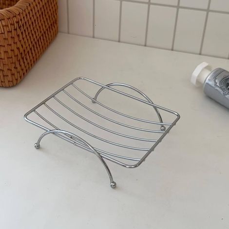 1 x Seifenschale aus Edelstahl – hohles Metalltablett – Seifenablauf – Seifenkiste – Badezimmerregal – 11,2 x 8 x 2 cm