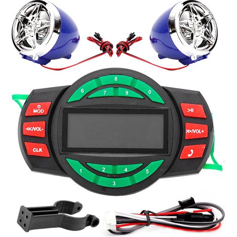 Lecteur MP3 Moto étanche, écran LCD, Bluetooth, radio FM, haut-parleur avec chargeur de téléphone (1/5)