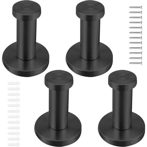 Stainless Steel Bathroom Hooks, Coat Hooks, Wall Hooks and Towel Hooks, Suitable for Bathroom, Cloakroom, Hallway, Kitchen (Black) (1/5)