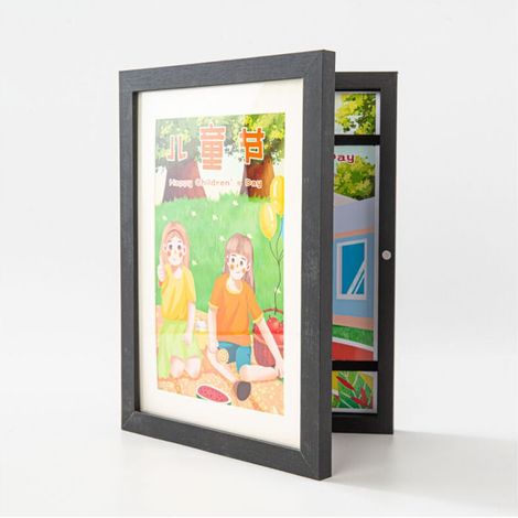 Ecleanfy - Cadres d\'art pour enfants interchangeables, cadres d\'art pour enfants à ouverture frontale et affichage d\'image 3D interchangeable pour A4, cadre photo et cadres photo pour enfants, trav (1/5)