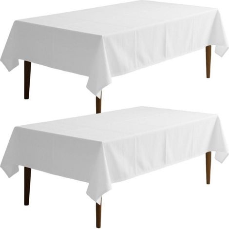2er Set Biertischdecken 100x250cm abwaschbar & fleckgeschützt Polyester weiß