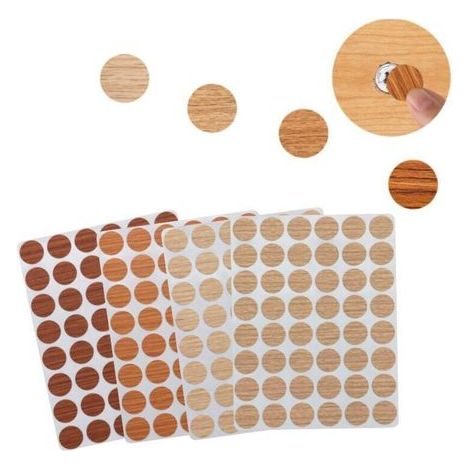 192 Pièces 15mm Cache Vis, Autocollant Bois en Texture Bois PVC Cache Trou Meuble Cache Vis Adhesif Cache Trou Mur Autocollants pour Trous de Vis (1/4)
