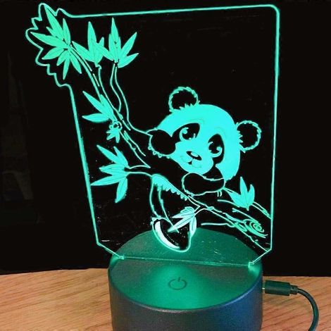 Lampe de nuit LED 3D Panda SCSYV, illusion d'optique, 7 couleurs changeantes, interrupteur tactile, décoration de table ou de bureau, cadeau d'anniversaire, acrylique plat, base en ABS, USB (1/5)