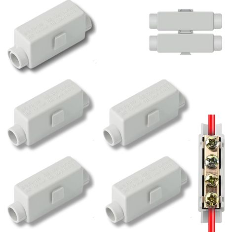 5 through-connectors, 2 poles, 100 A, 1000 V, double terminal block for 2.5 to 16 mm² cables, main ABS junction clamp, ceiling-mounted box, switch, installation (1/5)