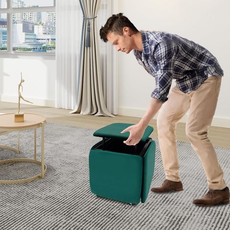 5-in-1-Sitzwürfel-Fußhocker 464648cm Multifunktionaler Sofahocker Stapelbarer Kombinationshocker with 4 Universalräder Gute Raumausnutzung Sofa Stuhl Für Wohnzimmer, Schlafzimmer, Büros (1/5)