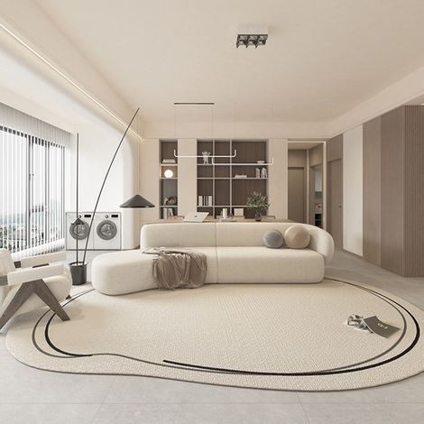 Tapis géométrique antidérapant pour salon, épais et insonorisant, résilient, compatible chauffage au sol, lavable, moderne (1/4)