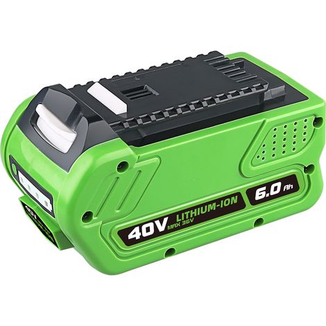40 V 6000 mAh GWL1820 29462 Ersatzakku für Greenworks 40 V Lithium (29252, 20202, 22262, 25312, 25322, 20642, 22272, 27062), kompatibel mit GreenWorks G-MAX 40 V Akku-Akkus (Grün)