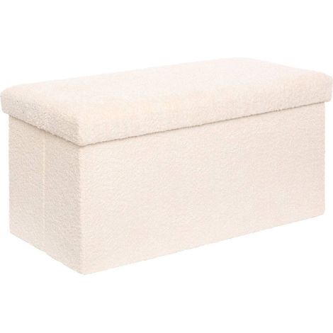 Faltbarer Sitzsack Truhe Soana aus elfenbeinfarbenem Bouclé 76x38cm - Atmosphera créateur d'intérieur