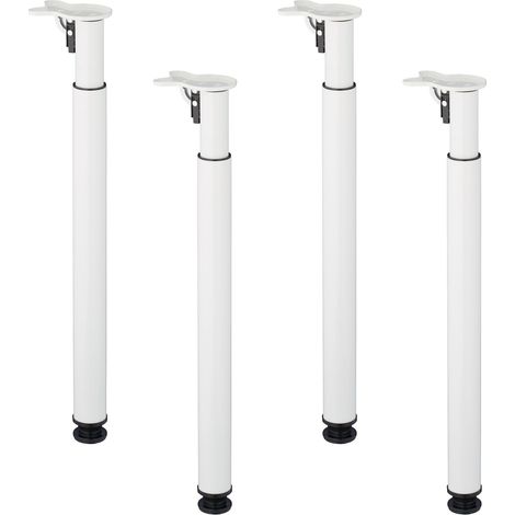 Relaxdays Gambe da Tavolo in Ferro, Set 4 Piedi per Mobili, HxD 71-110 x 6 cm, Struttura di Base per Tavolini, Bianco (1/5)