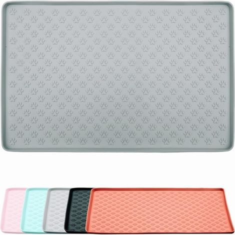 Tapis en silicone pour gamelles d'animaux, antidérapant (gris) (1/5)