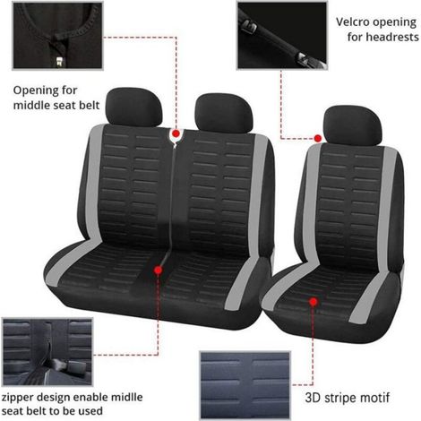 Housse de siège voiture universelle - Polyester et mousse 3mm Installation facile et airbag compatible - Noir (1/5)