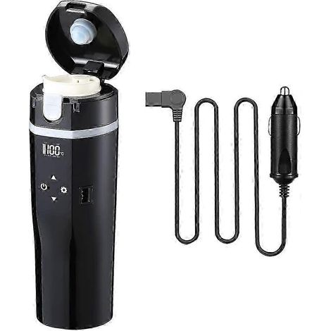 Bouilloire électrique de voyage 24 V/12 V (voiture/camion), mug isotherme 480 ml avec couvercle anti-déversement et étanche, acier inoxydable 304 (1/5)
