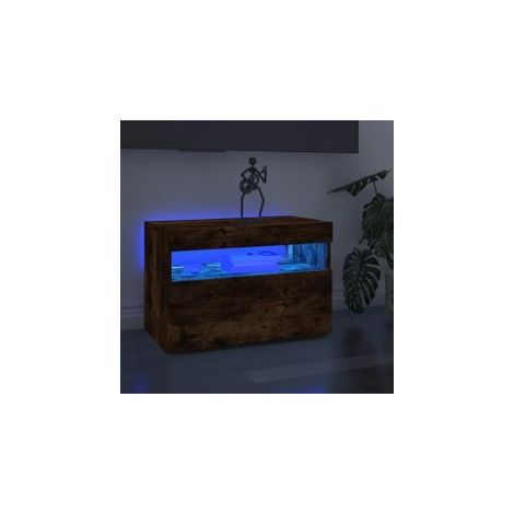 Meuble TV avec lumières LED Chêne fumé 60x35x40 (1/5)