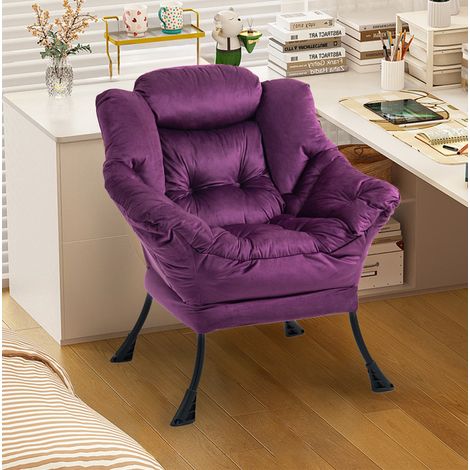 Fauteuil de relaxation métal violet avec poche OKMYHOME (1/4)
