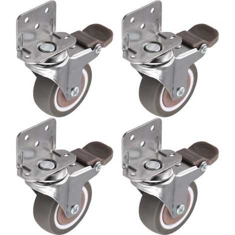 Ruedas laterales de 5 cm (2 pulgadas) para muebles, ruedas de goma en forma de L, giro de 360° con bloqueo, juego de 4 (1/5)