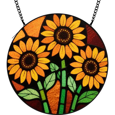 30 cmAttrape-soleil à fleurs en vitrail, panneau décoratif fenêtre en verre coloré, cadeau pour maman épouse (1/5)
