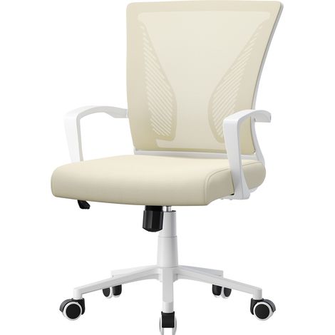 Homevive Silla de Oficina Giratoria de Malla con Altura Ajustable Soporte Lumbar Sillón de Escritorio Ergonómico Beige