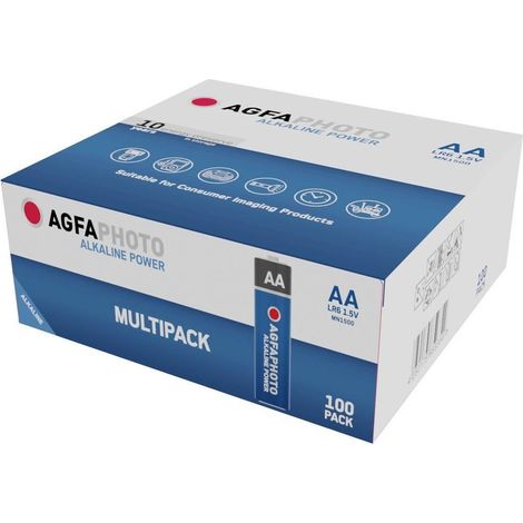 Agfaphoto pila alcalina, mignon, aa, lr06, 1.5v power, retail box (100-pack)