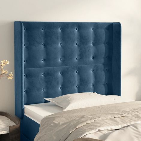 Cabecero con orejas de terciopelo azul oscuro 93x16x118/128 cm vidaXL (1/5)