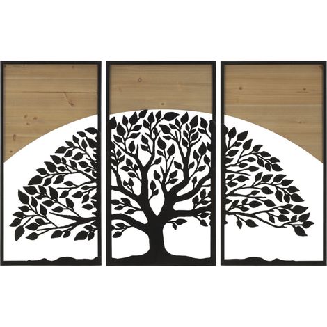 Lot de 3 Décorations Murales Encadrées "Arc" 105cm Noir & Naturel (1/5)