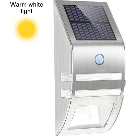 Dekorative, solarbetriebene und bewegungsaktivierte Außenleuchten aus Edelstahl, LED-betrieben, wasserdicht, für Haustür, Terrasse, Patio, Garten, Zaun, Veranda, HM-04096 (1/5)