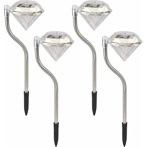 Lampes solaires pour jardin extérieur, lot de 4 lampes solaires diamant étanches pour balcon, jardinière et bacs à fleurs. (1/5)