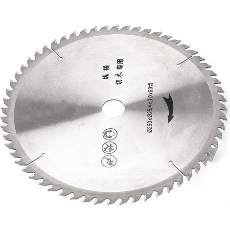 Lame de scie circulaire en acier allié, disque de coupe pour le travail du bois, 250 x 25,4 x 3,0 x 60 dents (1/5)