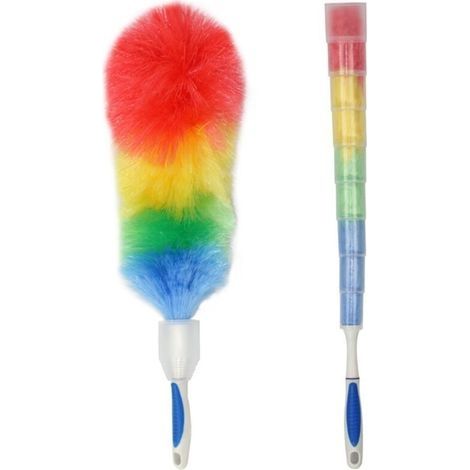 Plumeau à poussière - Avec bonne poignée et étui de protection - Plumeau antistatique et flexible pour nettoyer la poussière sur le plafond et ventilateur en hauteur (1/4)