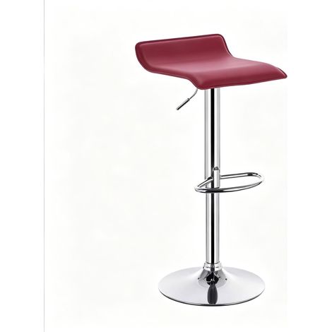 CHICFURN Taburete de bar giratorio regulable 62-84 cm en piel sintética burdeos (1/5)