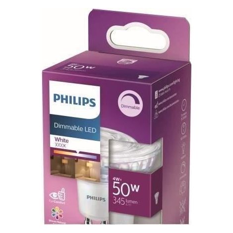 Philips ampoule LED Equivalent 50W GU10, Dimmable, Verre, Lot de 2 (1/3)