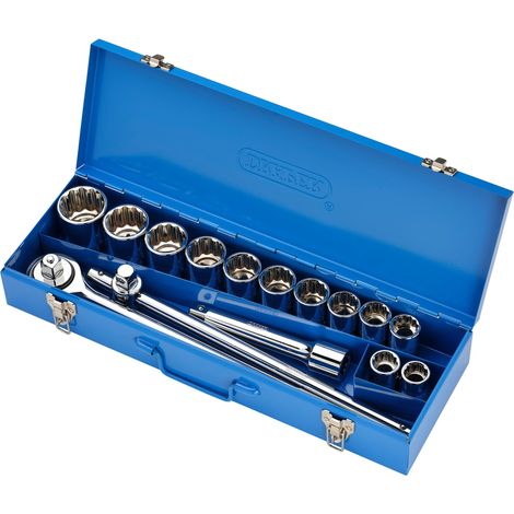 Draper 3/4" Square Drive Metric Socket Set – 15 Pieces in Durable Metal Case (1/5)