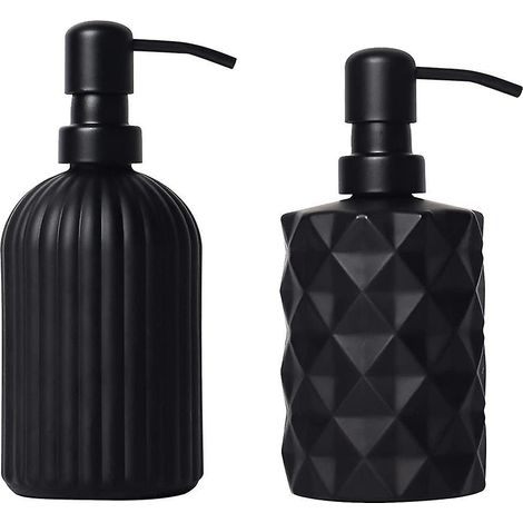 Distributeur de savon noir, ensemble de distributeurs de savon en verre de 380 ml/325 ml pour salle de bain et cuisine (1/5)
