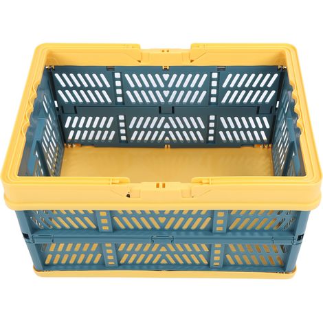 Paniers pliables avec poignées en polypropylène imperméable, caisses de rangement pliables pour la maison, la cuisine, la chambre ou le bureau, jaune et vert, grande taille