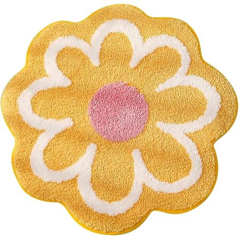 washable yellow round bath mat bath rug with decorative