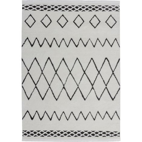 Tappeto moderno Agadir 300 con motivi geometrici neri (1/4)
