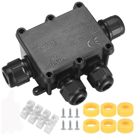 FENOPLASTICABoite de Derivation Etanche Exterieur IP68, Boîtier de Raccordement Câbles Extérieurs, Étanche 4 Voies Connecteurs Boîtier Électrique Extérieur (1/5)