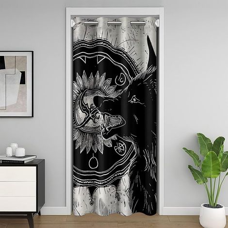 Wolf Chambre Rideau de Séparation 86x203,Fleurs de Tournesol Exotiques Rideau Occultant,Animaux Sauvages Rideau de Porte Interieur,Dessin À La Main Rideau de Porte Décor de Chambre Hall D'Entrée - 86x (1/5)