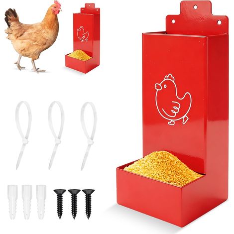 Mangeoire automatique pour poules, mangeoire en métal pour poules, distributeur mural avec fenêtre de visualisation, accessoire de poulailler (1/5)
