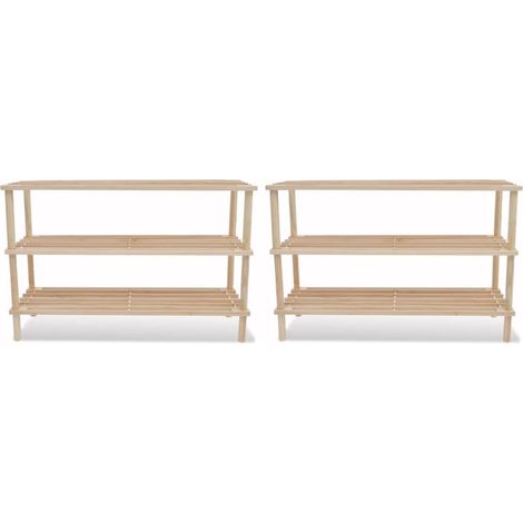 vidaXL Scarpiere a 3 Livelli 2 pz in Legno Massello di Abete