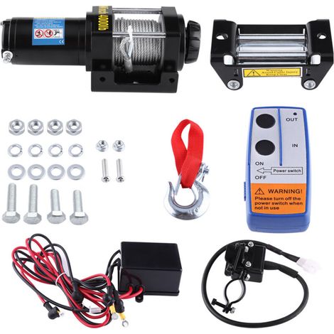 12v 4000lb/1818kg Electric Winch, 15m Steel Cable Winch, for Car Quad Bike Auto ATV Trailer (1/5)