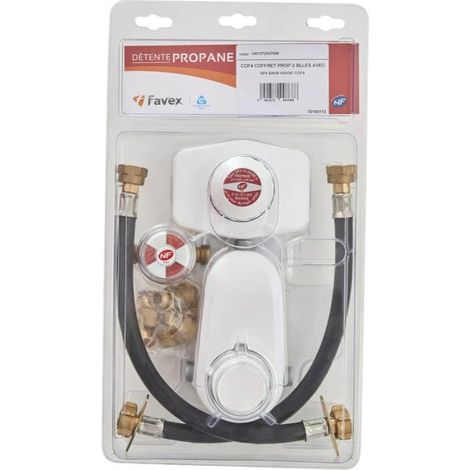 Favex – Coffret complet propane NF 4kg/h – 1ère et 2ème détente – Pour espaces confinés – Compatible avec accessoires gaz