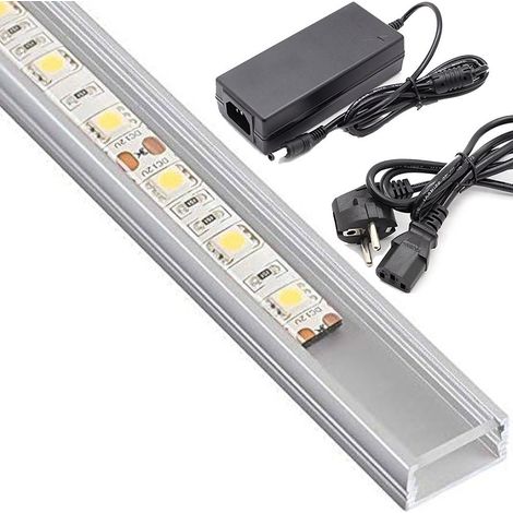 Trade Shop - Profilo Barra Industry 1 Metro A 72 Led 18w + Alimentador De 5 Ah -     Cubierta Transparente   Smd 5050