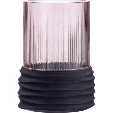 Vase décoratif en Verre avec Verre rainuré Marron Hauteur 26 cm (1/2)