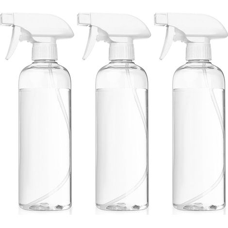 3 Pièces Bouteilles de Pulvérisation, 500ML Flacon Vaporisateur Spray Vides, Bouteilles de Pompe Plastique pour Jardin Plante Cheveux Pulvérisateur D'eau (Transparent blanc) (1/5)