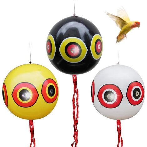 Set of 3 bird deterrent balloons with eyes, bird deterrent balloons, scarecrow, pigeon deterrent, pigeon deterrent with rope, 3 colors (1/5)