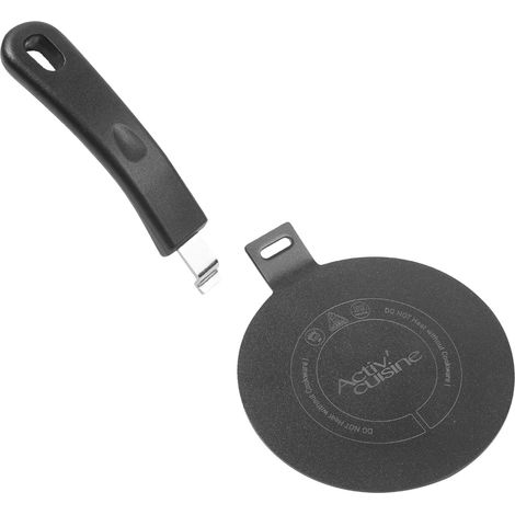 Stainless Steel Induction Plate Heat Diffusion Plate Adapter with Separable Handle and Base, Mocha Induction Diffuser for Use of Coffee Makers 14cm, Black (1/5)