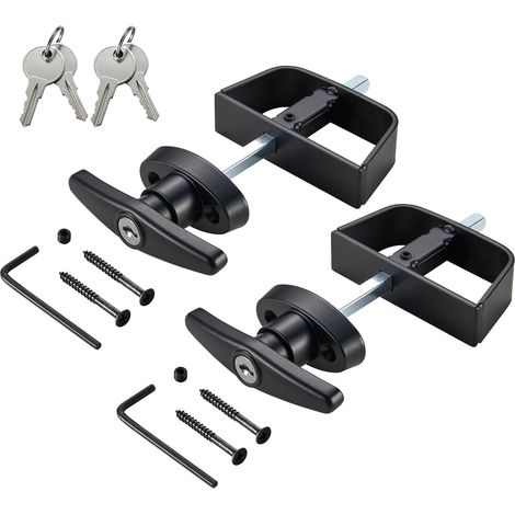 Poignée de porte en T en alliage avec 4 loquets de porte robustes en T pour abri de jardin, grange, garage et extérieur (1/5)